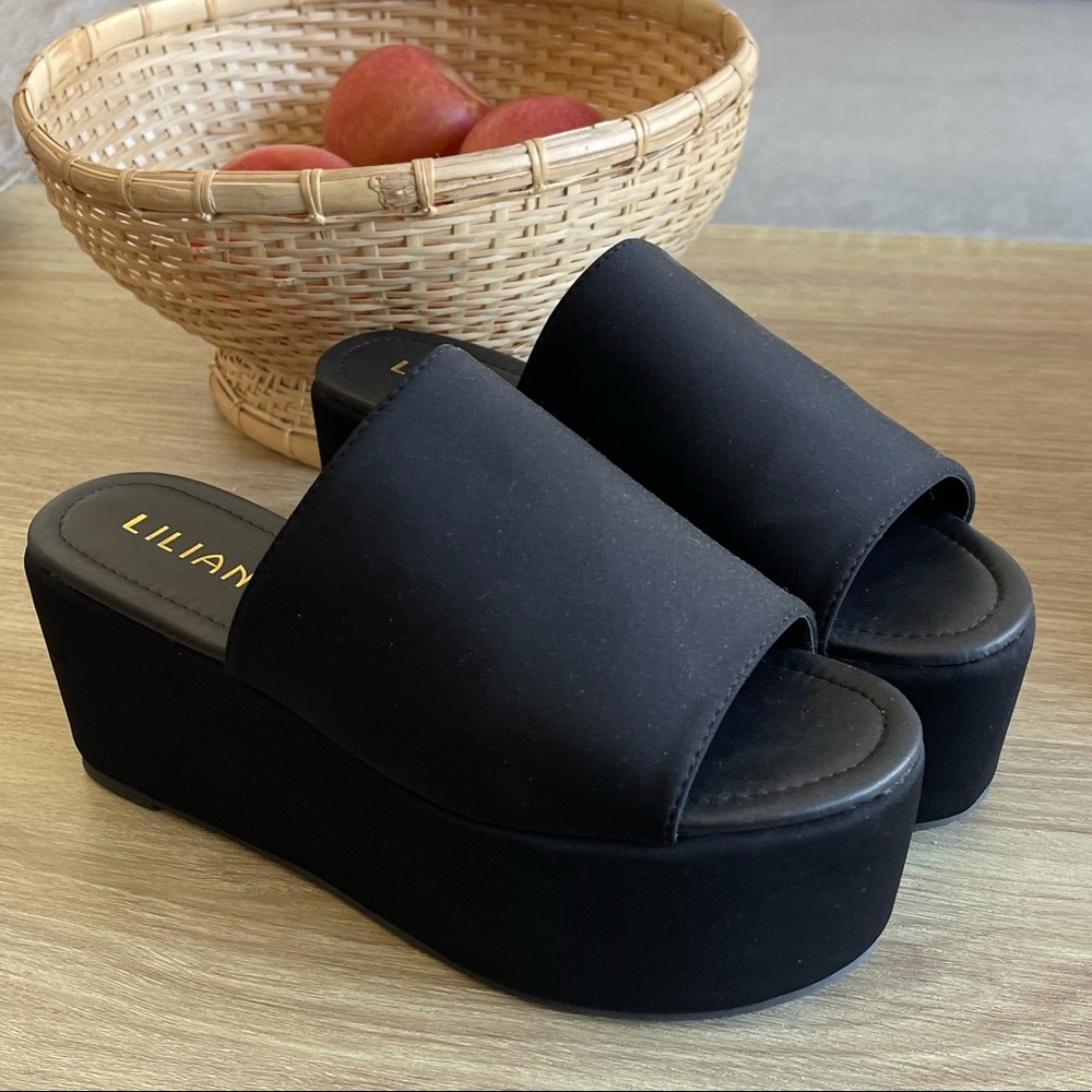 Dollskill 90s Inspired Black Platform Slide Sandals